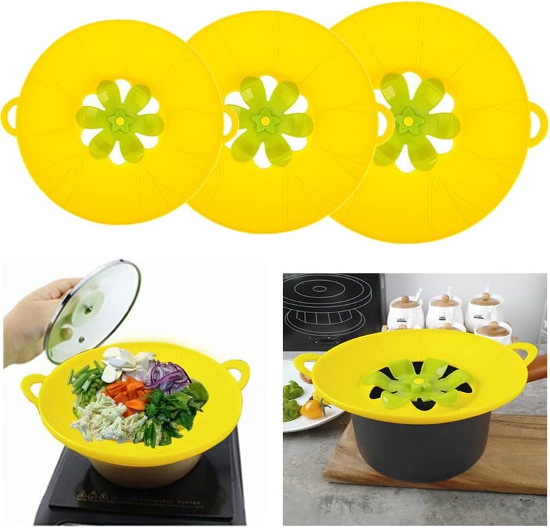 URMONA 3pcs Silicone Lid Set, Microwave Splatter Cover, Reusable Heat Resistant Lids, Boil Safeguard, Spill Stopper, Multi-Function Kitchen Covers, Fridge Dishwasher Safe - Image 1